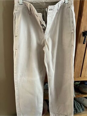 Free People Light Beige Casual Pants with Subtle Distress